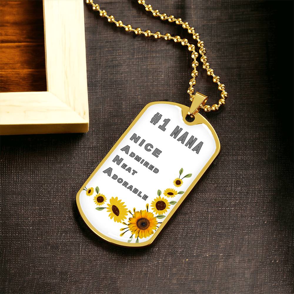 #1 Nana Personalized Dogtag Necklace White Mothers Day Gift - Army Tag Necklace, Dog Tag Necklace