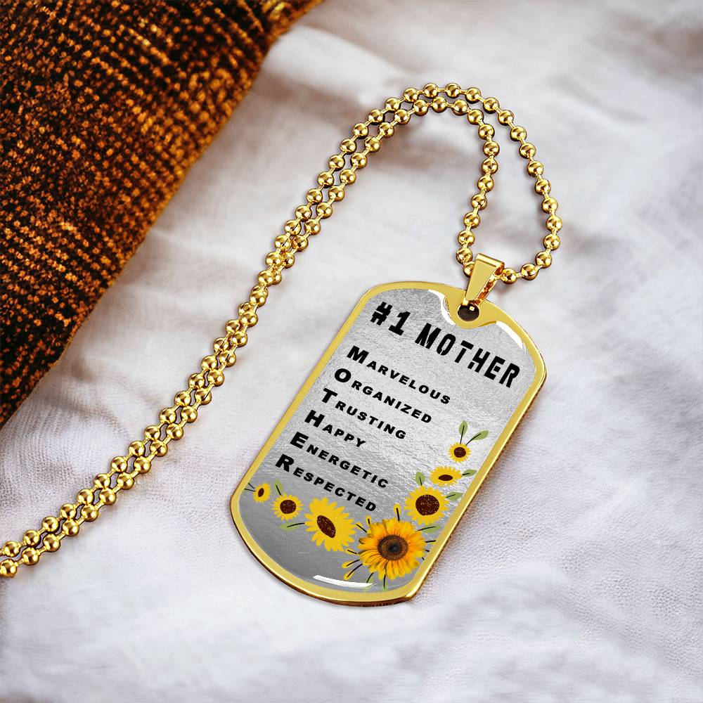#1 Mother Personalized Dogtag Necklace Silver Mothers Day Gift - Army Tag Necklace, Dog Tag Necklace