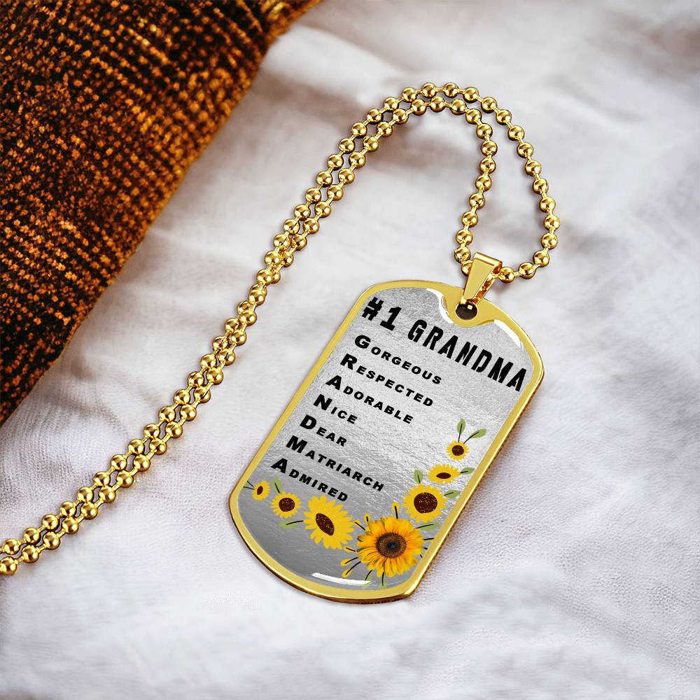 #1 Grandma Personalized Dogtag Necklace Silver Mothers Day Gift - Army Tag Necklace, Dog Tag Necklace