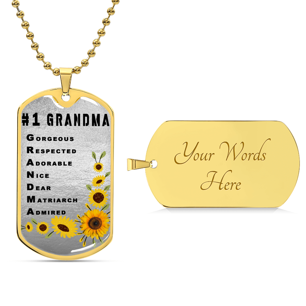#1 Grandma Personalized Dogtag Necklace Silver Mothers Day Gift - Army Tag Necklace, Dog Tag Necklace