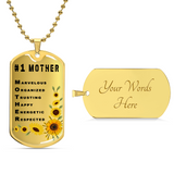 #1 Mother Personalized Dogtag Necklace Gold Mothers Day Gift - Army Tag Necklace, Dog Tag Necklace