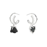 Asymmetric Heart Rose Zircon Stainless Steel Stud Earrings