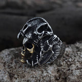 Aztec Jaguar Warrior Stainless Steel Skull Ring