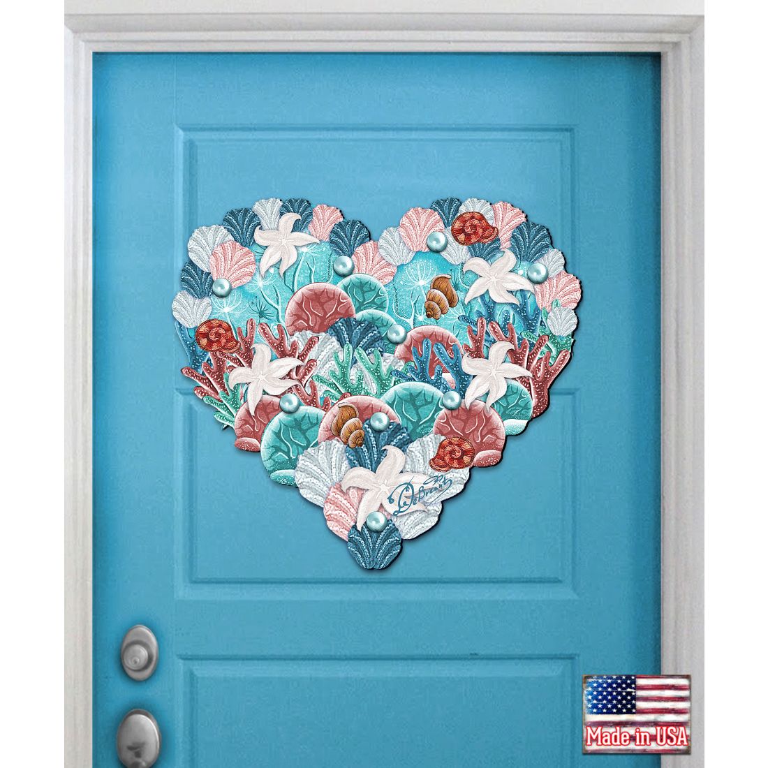 Coastal Heart Door Decor by G. DeBrekht - Coastal Holiday Decor - 8198737H