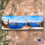 Crater Lake Oregon Wide Panorama Wooden Coastal Wall Art by Nature Wonders - Coastal Sea-Life Decor - 95388B-L