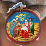 Adorno de cristal grande de la Sagrada Familia y los Reyes Magos en rojo de G.DeBrekht - Decoración navideña - 73920R