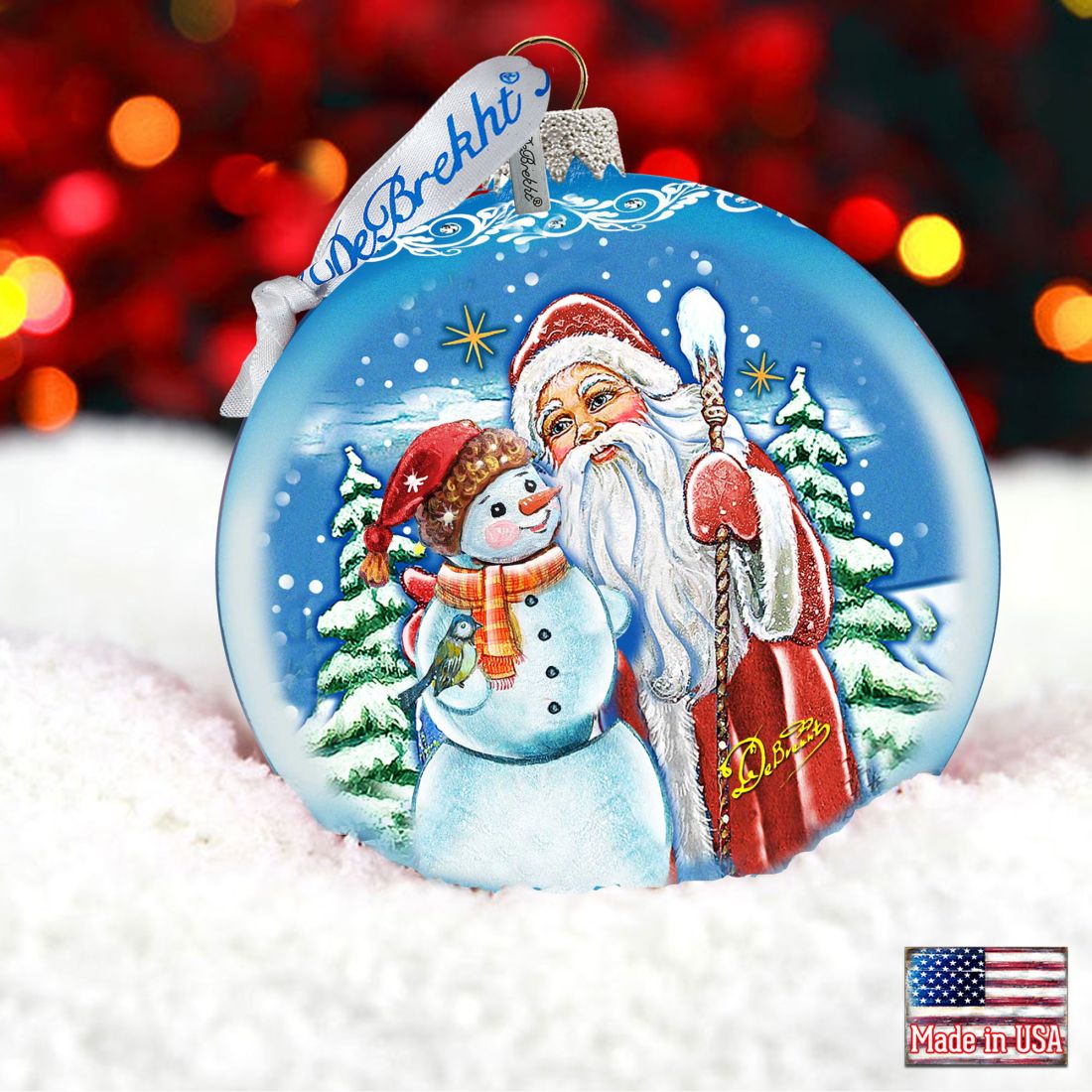 Christmas Workshop Glass Ornament Limited Edition by G. DeBrekht - Christmas Santa Snowman Decor - 73888