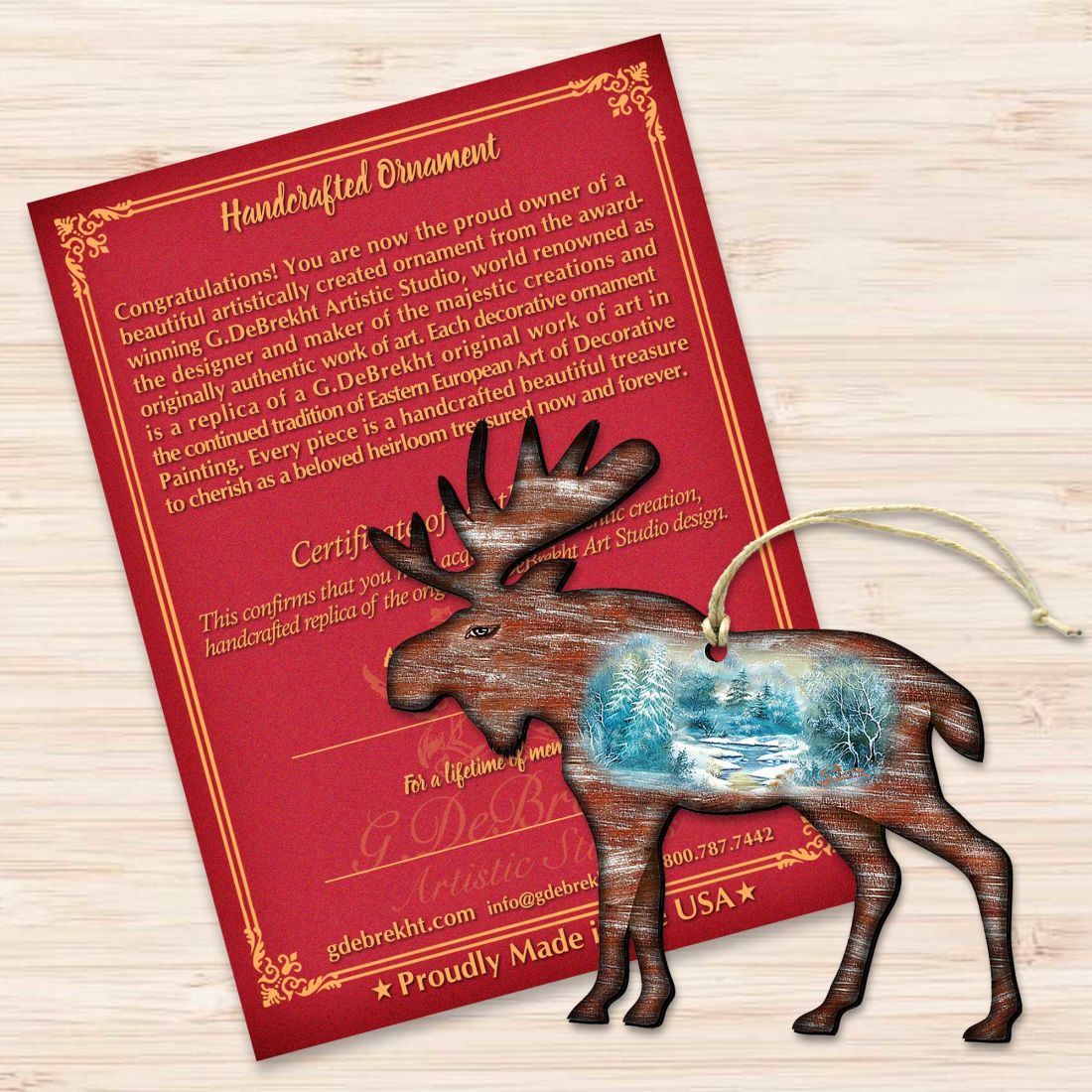 Adornos navideños de madera con diseño de alce de G. DeBrekht - Decoración navideña con temática de vida silvestre - 8198222