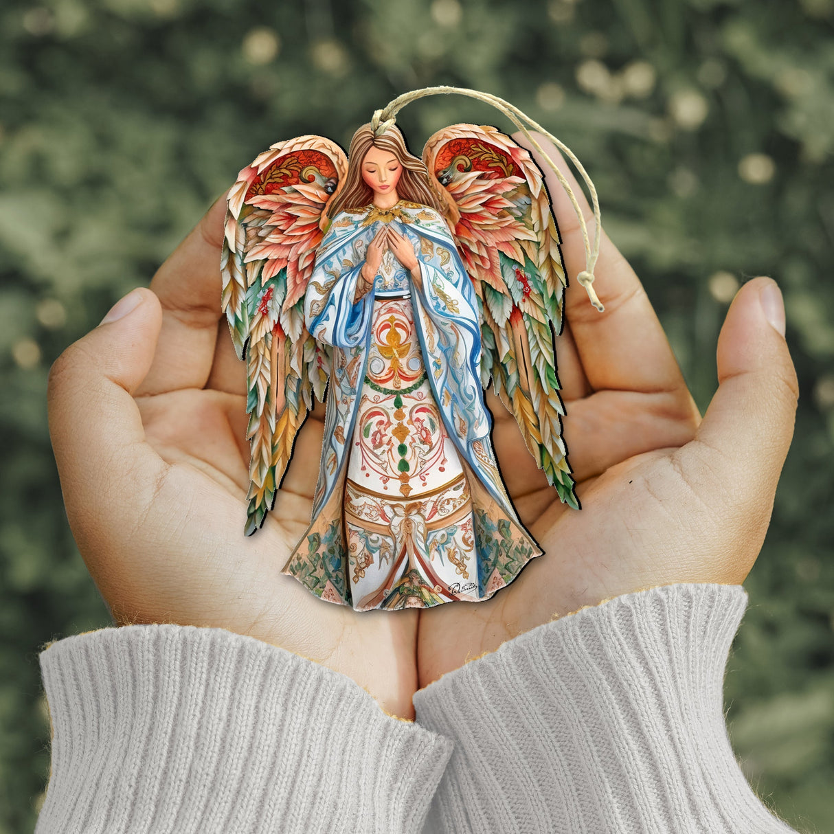 Elegant Angel of Hope Wooden Ornaments by G. DeBrekht Nativity Holiday Decor - 8611073