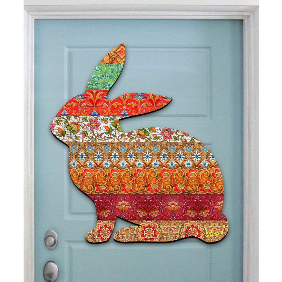 Easter Quilted Bunny Easter Door Decor by G. DeBrekht - Easter Spring Decor - 8198134H