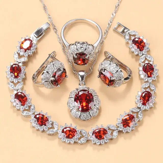 Earrings Necklace And Ring For Women 4 PCs Set - Lootquake