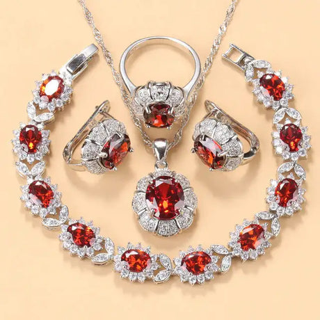 Earrings Necklace And Ring For Women 4 PCs Set - Lootquake