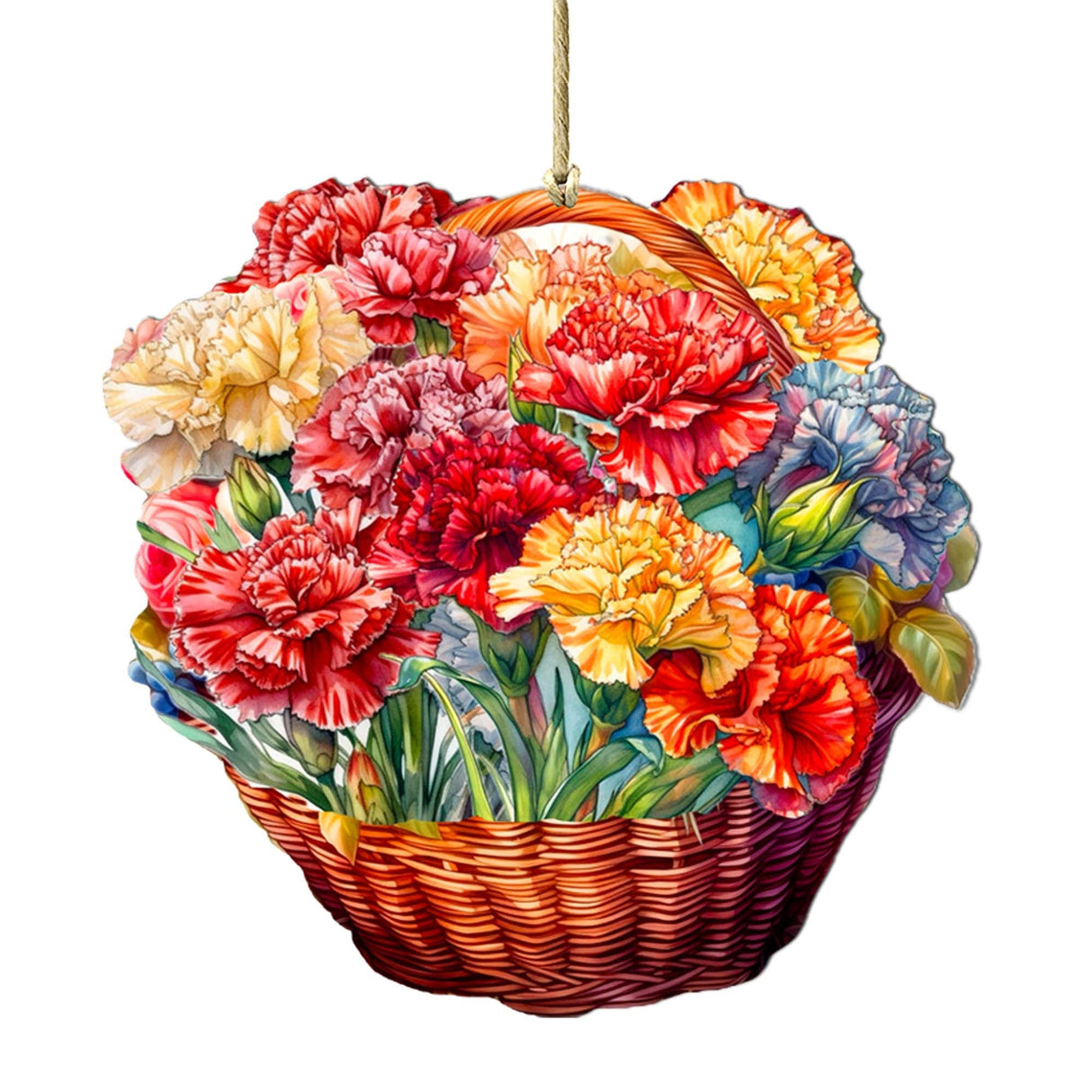 Carnation Basket Wooden Ornaments by G. Debrekht - Love Family Decor - 8688315