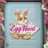 Egg Hunt Bunny Wooden Door Hanger by G. DeBrekht - Easter Spring Decor - 815433-2H
