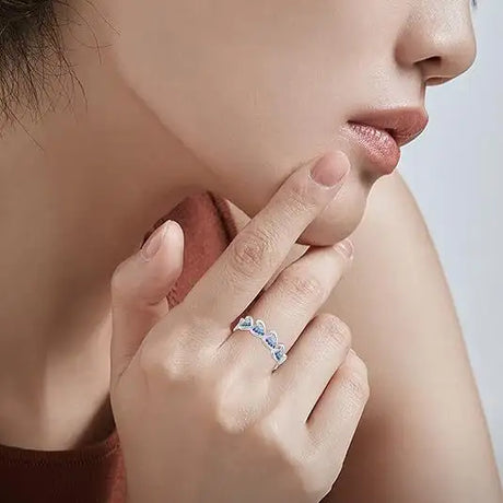 Rhinestone Zircon Wave Ring, Elegant Ring, Women's Fashion - Lootquake
