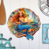 Mermaid in the Shell Holiday Door Decor by G. Debrekht - Coastal Holiday Decor - 8688200H
