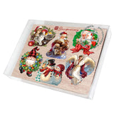 Juego de 6 imanes decorativos de madera de Papá Noel y sus amigos de D. Gelsinger - Decoración navideña - 8090134G-S6