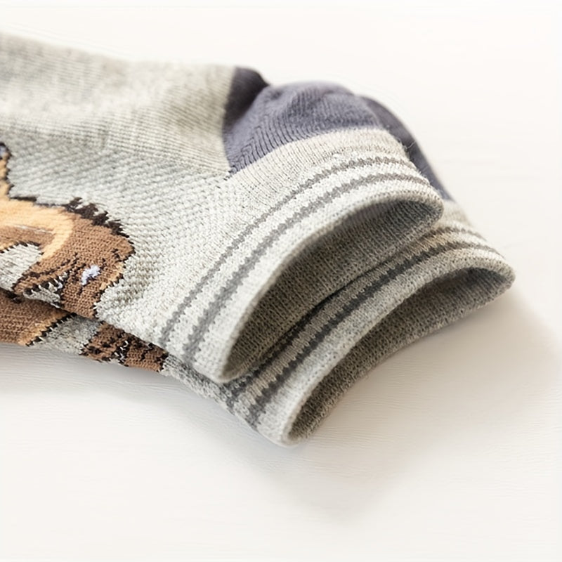 5 pares de calcetines invisibles con estampado de dinosaurio para niño, cómodos, transpirables, informales y suaves, ideales para actividades al aire libre.