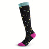 1 Pair of Stylish Striped Compression Socks for Women - Breathable, Comfortable, and Protective Ankle and Calf Support for All-Season Wear - Hand Wash Only, Nylon Blend Knit Fabric