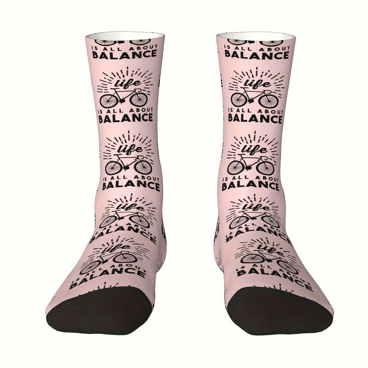 1 Pair of Vibrant Geometric-Patterned Mens Crew Socks - Breathable, Comfy, Casual, Unisex for Outdoor Wearing All Seasons - Soft Polyester Knit Fabric, Novelty Design for Fashion-Forward Guys