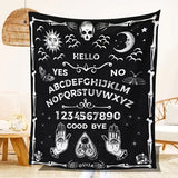 1pc Halloween Blanket Black Gothic Spooky Goth Palmistry Witchy Boho Sun Moon Star Horror Skull Cool Mysterious Throw Blanket For Living Room & Bedroom, Home Decor, Travel