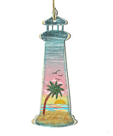 Decoración costera para puerta con faro y palmera de G. DeBrekht - Decoración costera navideña - 8198526H