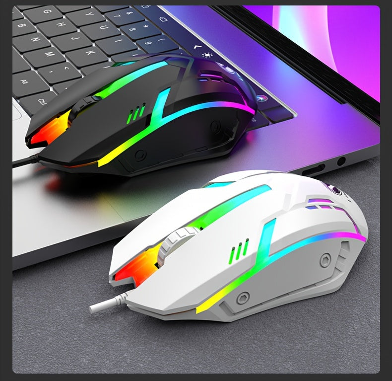 Ratón USB universal con cable y luz: sensor óptico de alta precisión, diseño ergonómico, luces LED luminosas, listo para usar, compatible con computadoras de escritorio, portátiles y juegos de eSports. Ratón para juegos competitivos, económico y duradero.