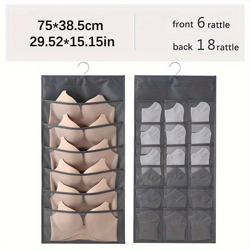 Sac de rangement pour sous-vêtements double face - Solution de rangement polyvalente pour lingerie et chaussettes, design compact et adapté aux voyages, avec fonction d'accrochage facile