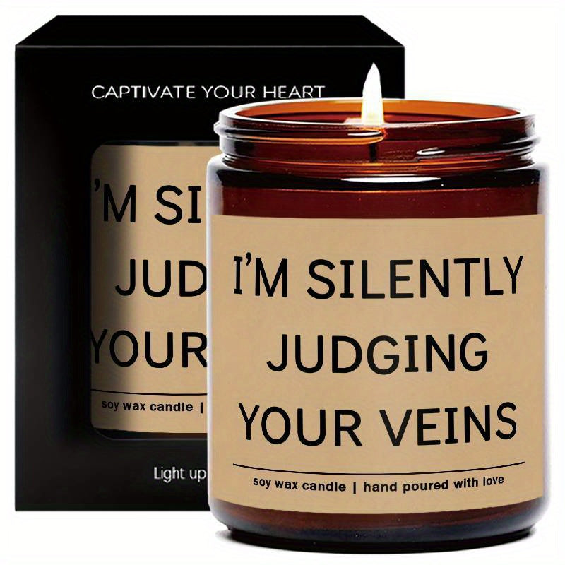 5.3oz Soy Wax Scented Candle with Inspirational Message - "I'm Silent Judging Your Veins for Loving You" - Perfect Appreciation Gift for Nurses, Nursing Students, and Loved Ones on Birthdays, Graduations, or Nurse's Day, Nurs