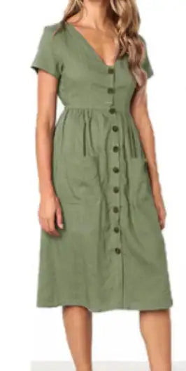Short V-neck Summer Dresses - Lootquake