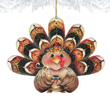 Be Thankful Turkey Sitter Wooden Ornaments by Jamie Mills-Price - Thanksgiving Halloween Decor - 8457702