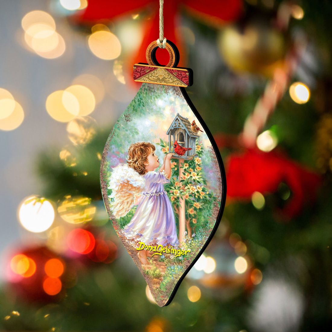 Adornos de madera "Ángeles cerca" de Gelsinger - Decoración navideña para el Nacimiento - 8041150-DG