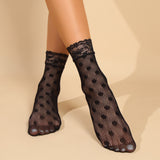 4 pares de calcetines de malla de encaje, calcetines invisibles ultrafinos y calados, medias y calcetas para mujer