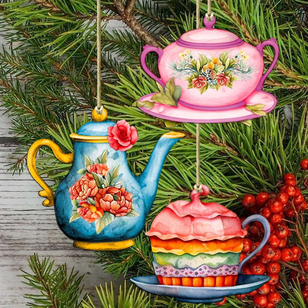 Juego de 3 adornos decorativos de madera para el Día de la Madre de G. Debrekht - Love Family Decor - 8091059-S3