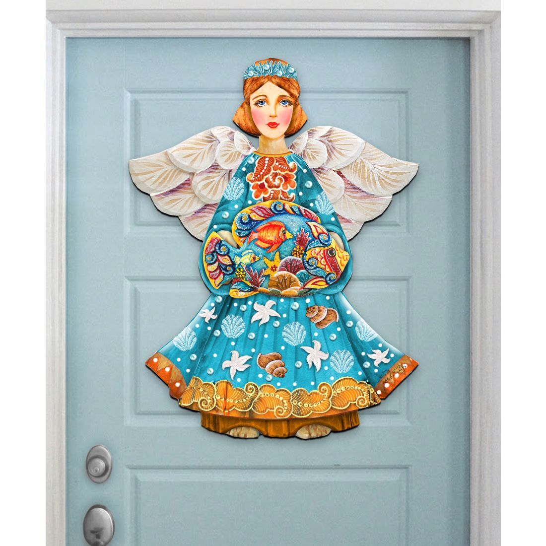 Decoración para puerta con el ángel guardián del mar de G. DeBrekht - Decoración costera navideña - 8152724H