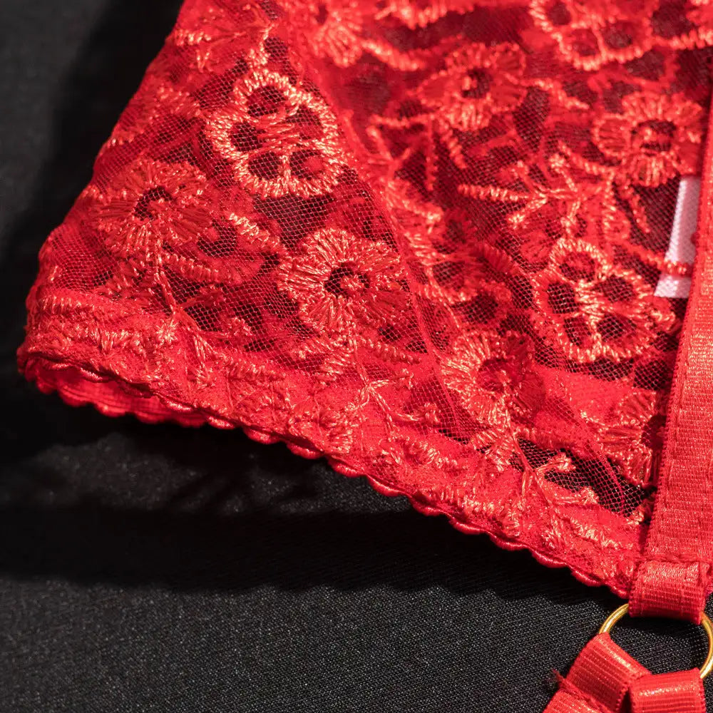 Embroidered Garter Strap Sexy Lingerie - Lootquake