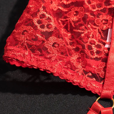 Embroidered Garter Strap Sexy Lingerie - Lootquake