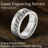 Viking Runes Stainless Steel Chain Spinner Ring