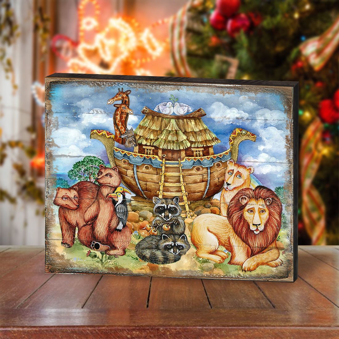 Noah's Ark Wooden Wall Art by G. DeBrekht - Nativity Holiday Decor - 8173521B