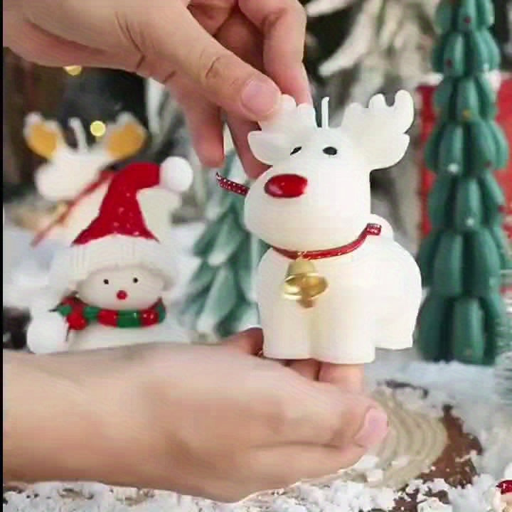 Christmas Reindeer Scented Candle - White Paraffin/Soy Wax, Perfect for Holiday Decor & Gifts