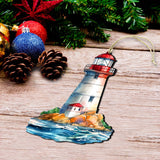 Nautical Christmas Ornaments - Lighthouse Wooden Ornaments by G.Debrekht Coastal Holiday Decor - 8688197