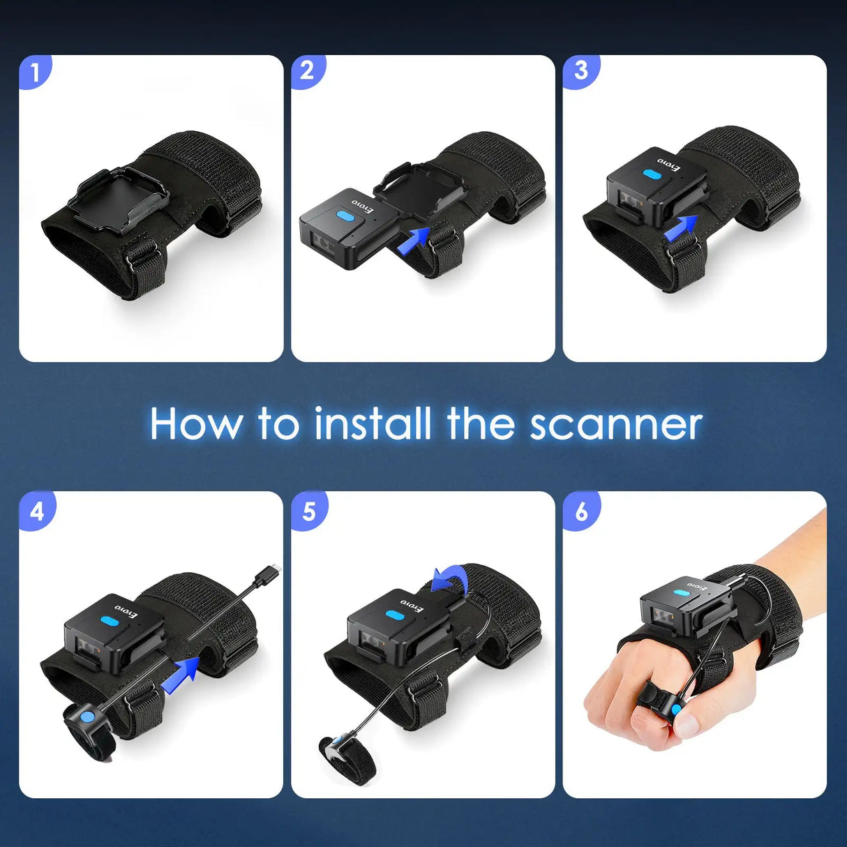 Portable Two-dimensional Wrist Barcode Scanner Gloves Bluetooth Scanner - Lootquake