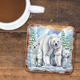Posavasos de corcho de madera con diseño de osos polares, juego de 4, de Nature Wonders - Decoración de vida silvestre - 95215C-S4