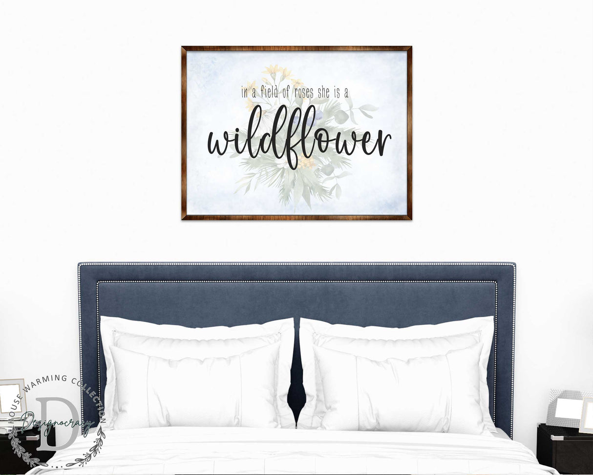 In a Field of Roses She Is a Wildflower - Bedroom Wall Art - Nursery Wall Art - Contemporary Decor - Girls Room Wall Decor - 310335