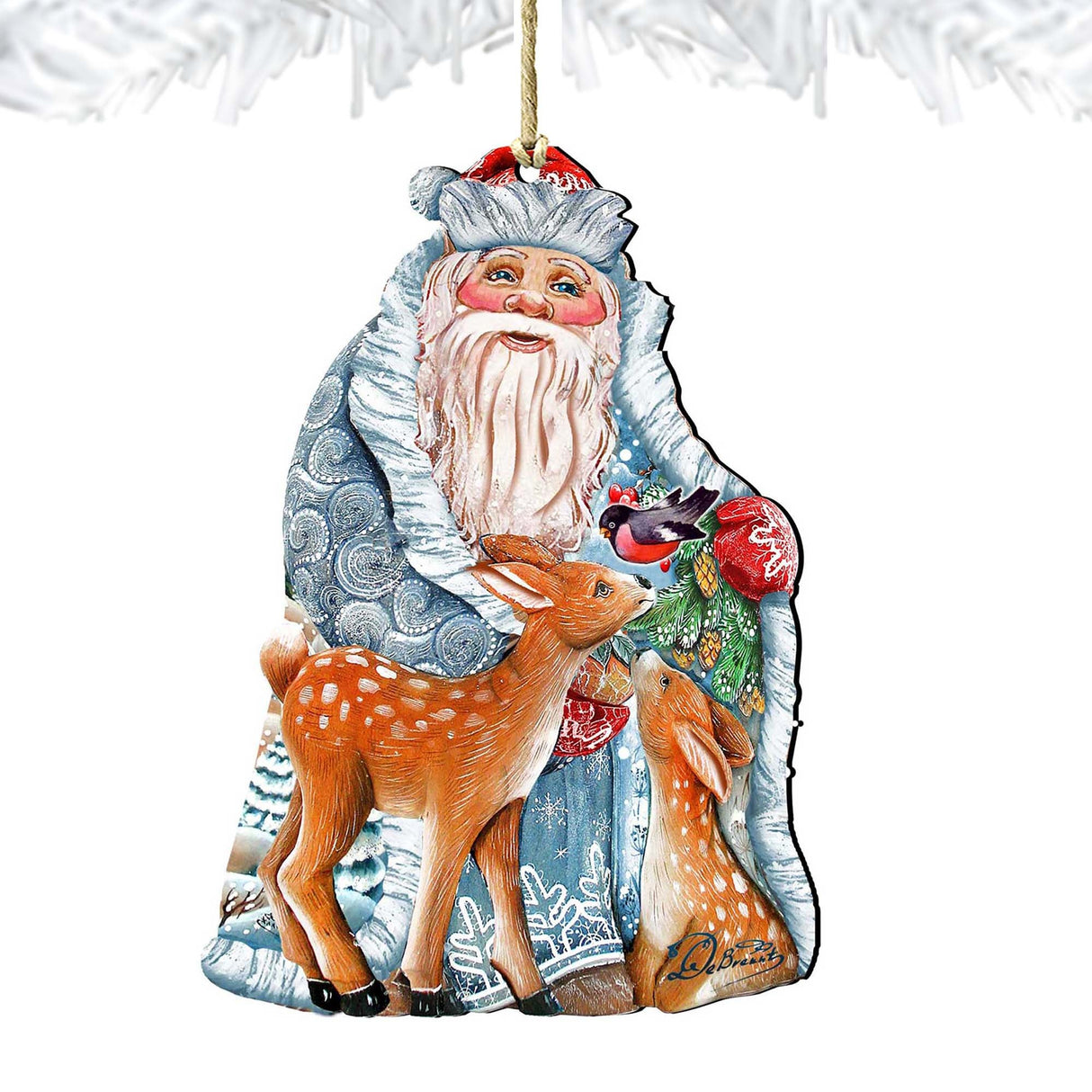 Adornos navideños de madera "Tesoro invernal" de G. DeBrekht - Decoración navideña de Papá Noel y muñeco de nieve - 8114500