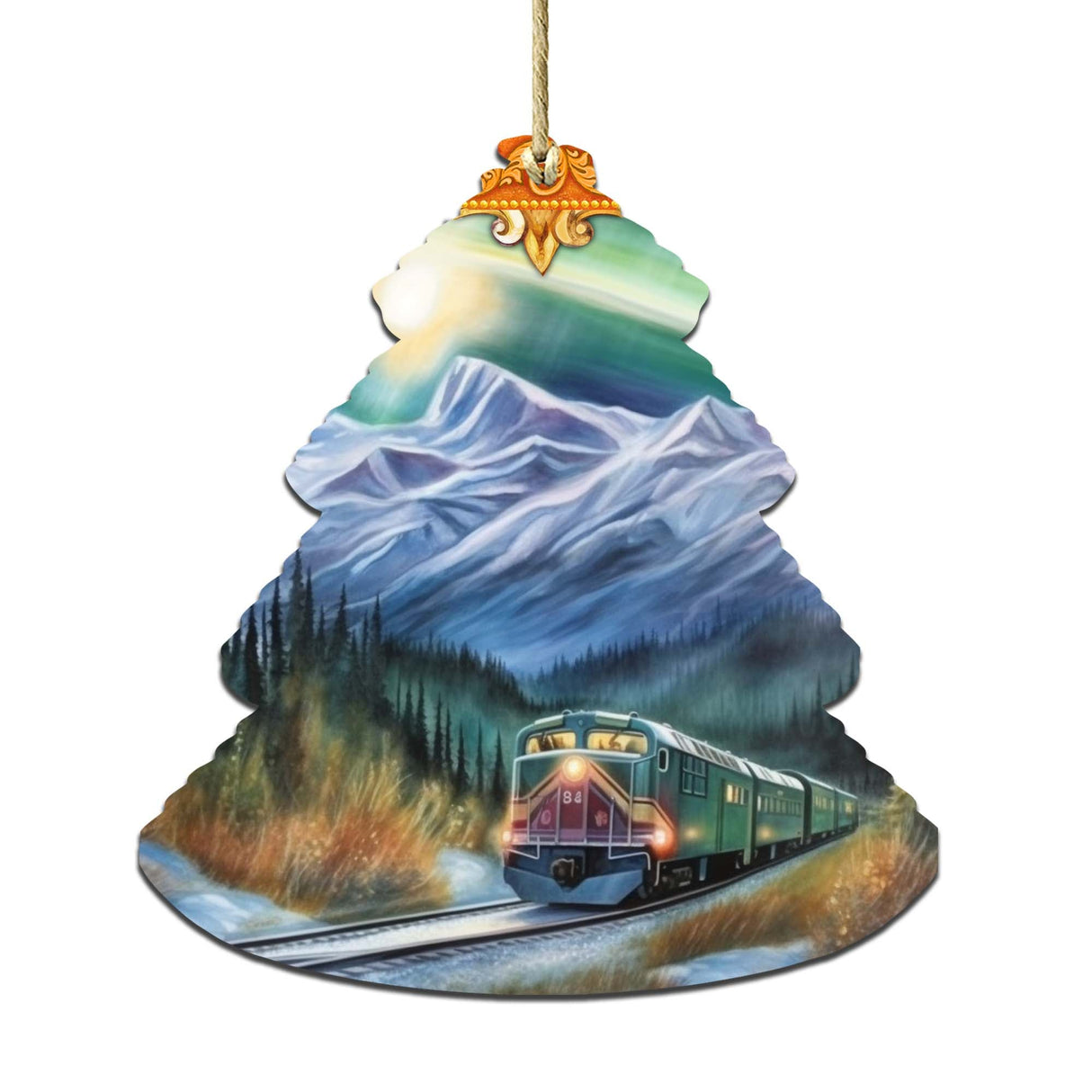 Arctic Aurora Express Tree Wooden Ornaments by G.Debrekht - Wildlife Holiday Decor - 870001