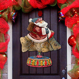 Carousel Santa on Fish Door Decor by G. DeBrekht - Christmas Santa Snowman Decor - 8114052H