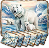 Polar Bear Wooden Cork Placemat and Coasters Gift Set of 7 by Nature Wonders Nature Wildlife Decor  - 85404C-S7