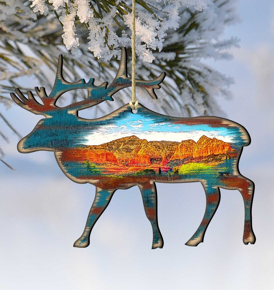 Elk Wooden Ornaments by Nature Wonders - Wildlife Holiday Decor - 8198221