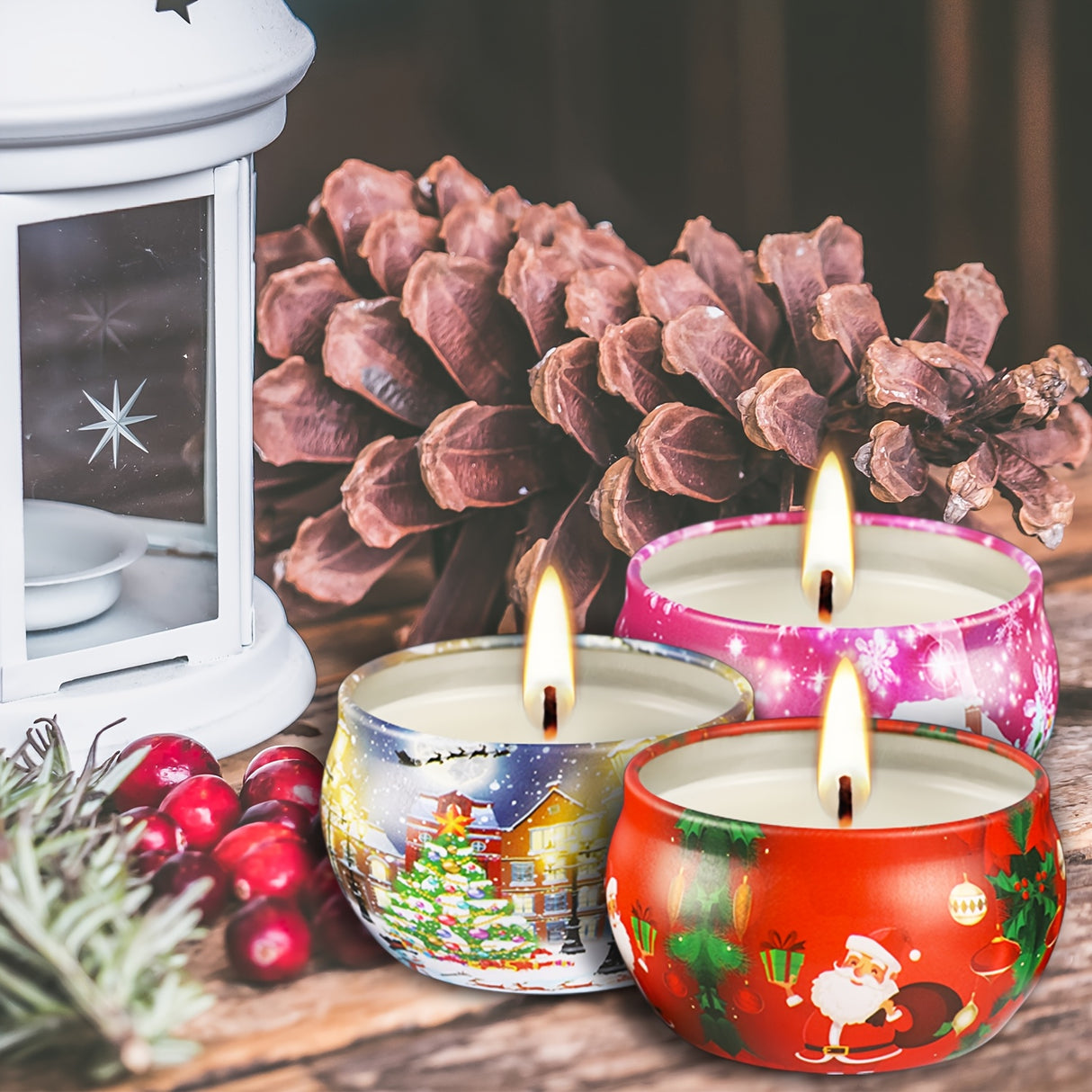 16pcs 1.6*2.4in (4cm*6cm) Christmas Scented Candle, Smoke-free, Non-drip, Elegant Romantic Candle, Suitable for Family, Wedding, Church, Seasonal Celebrations, Also Very Suitable for Christmas.